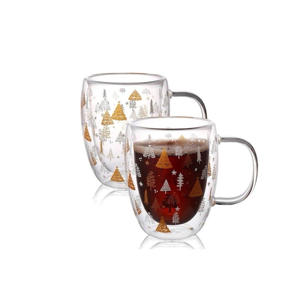 Christmas Glass Coffee Mugs 12Oz